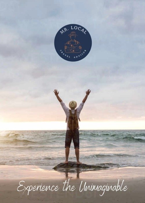 Traveler at the beach-happy